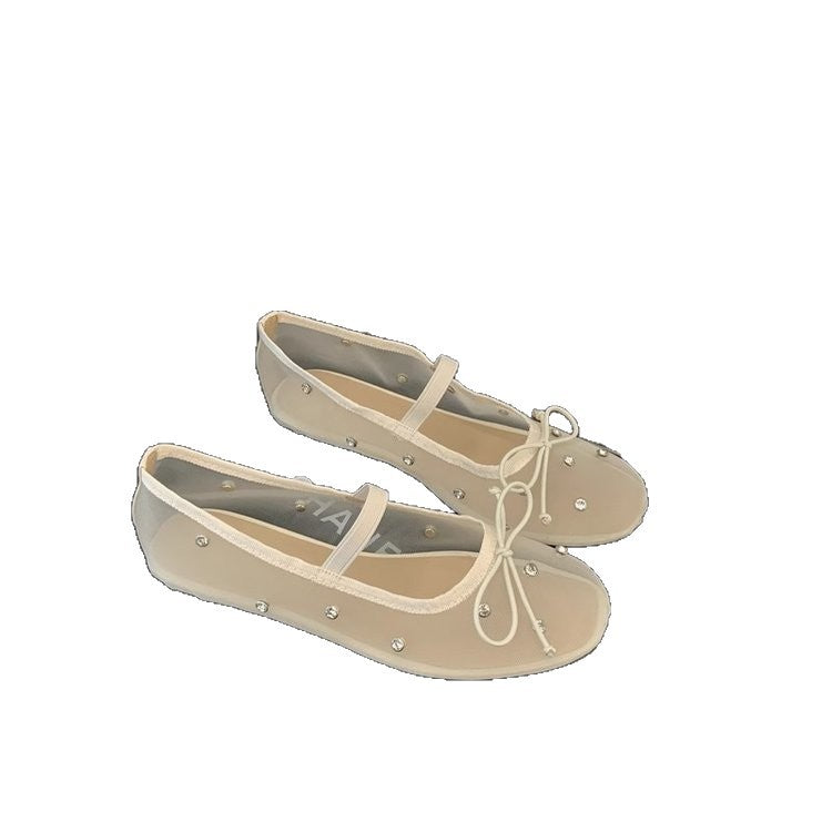 Damen stilvolle und bequeme Ballerinas mit Schmuckdetails R&B