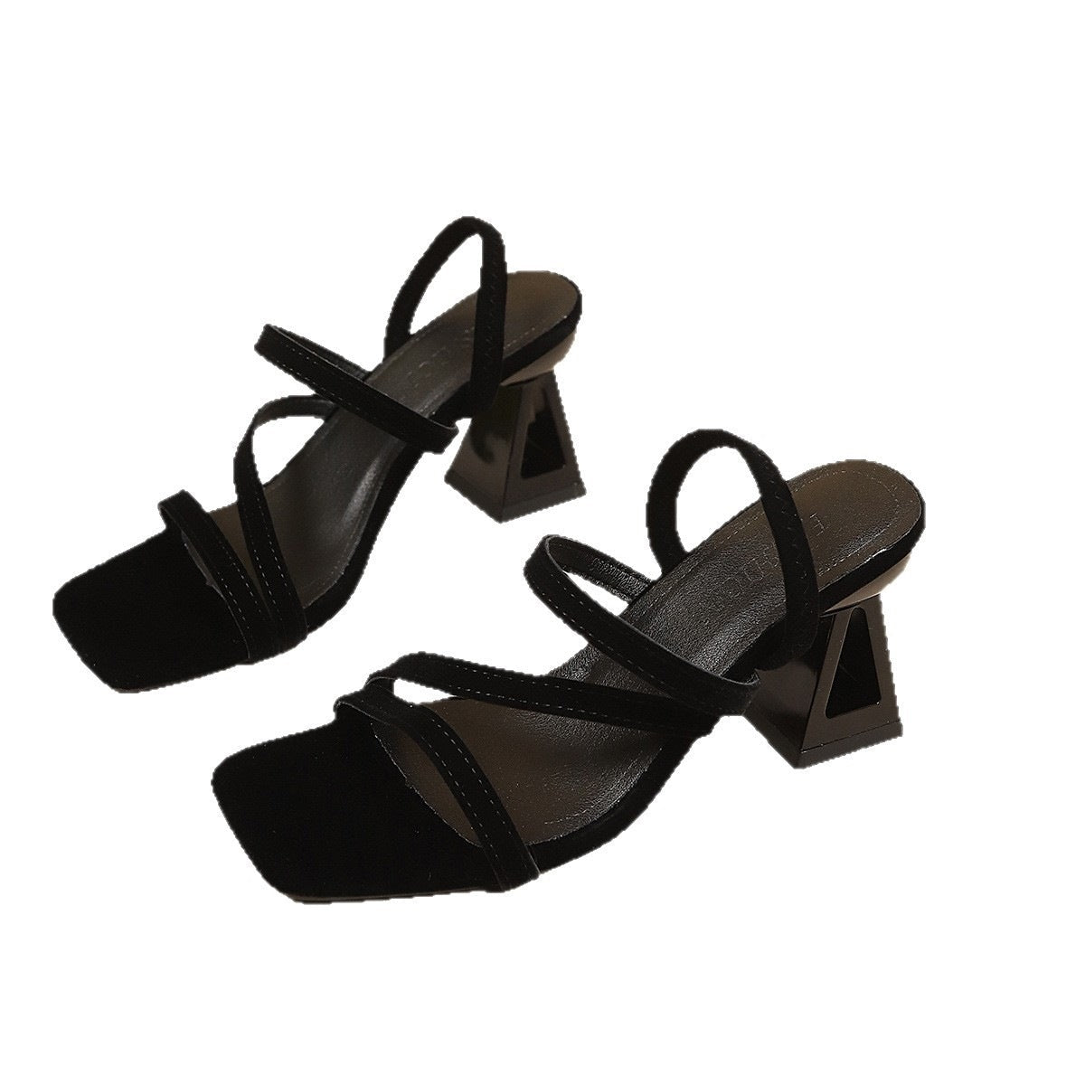Damen Slingback Sandalen mit geometrischem Blockabsatz und verstellbaren Riemen