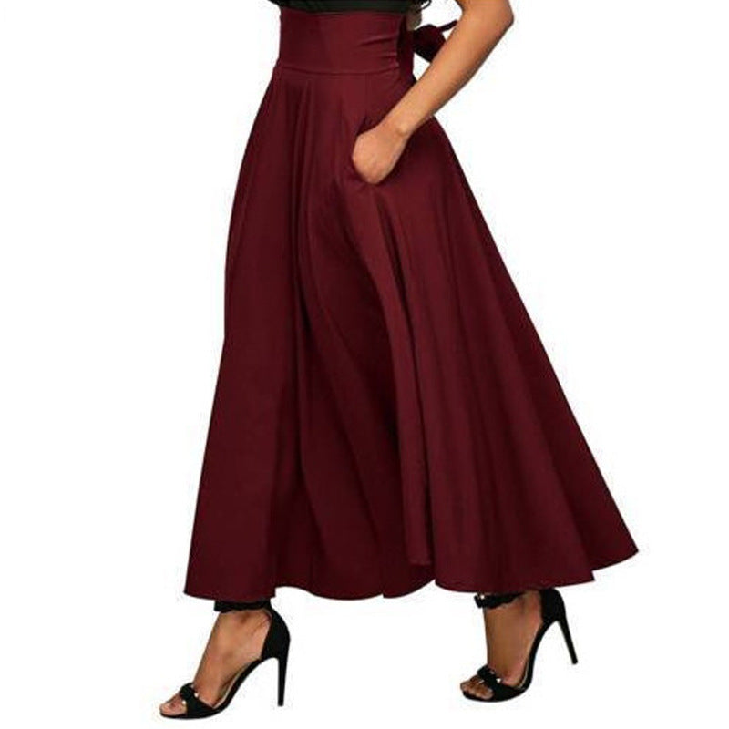 Damen weit geschnittene Palazzo-Hose mit eleganten Taschen und hohem Bund R&B