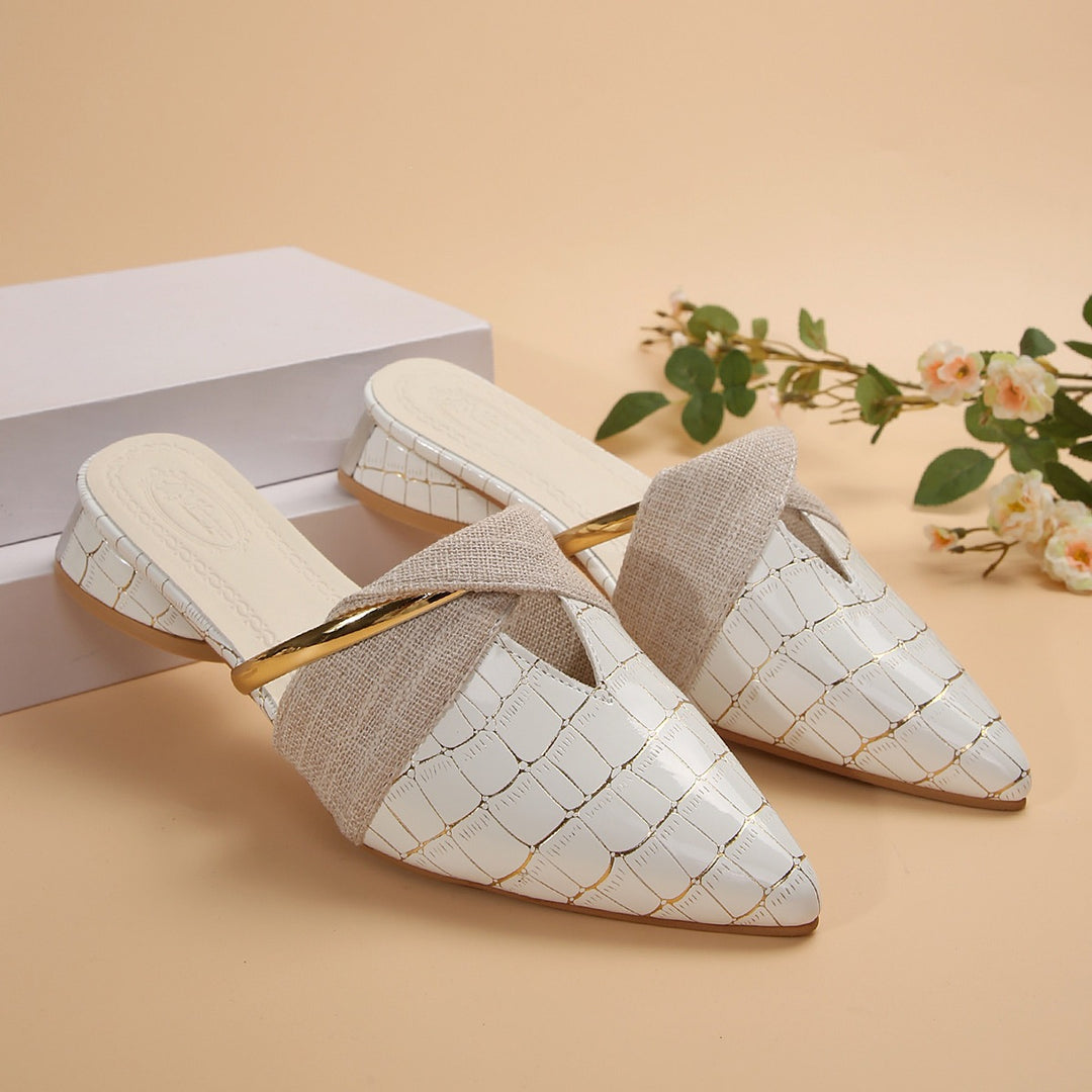 Damen Elegante und stilvolle Mules mit metallic Akzent R&B