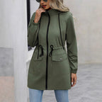 Damen praktische Kapuzenjacke mit verstellbarem Bund und Taschen R&B
