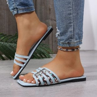Damen Offene Sandalen mit dekorativen Riemchen R&B