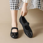 Damen Ballerina-Schuhe mit elegantem Riemen und modischem Knopfdetail