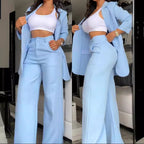 Damen elegantes Blazer- und Hosen-Set mit weitem Schnitt R&B