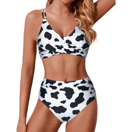 Damen Hochtailliertes Bikini-Set mit gerafftem Oberteil R&B