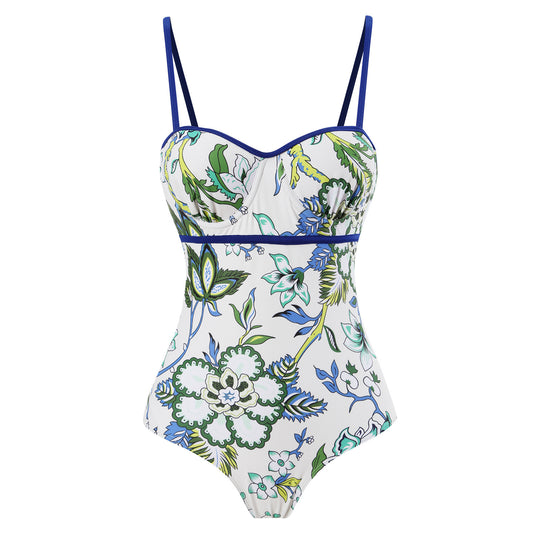 Damen Einteiler Badeanzug mit elegantem Wickelrock R&B