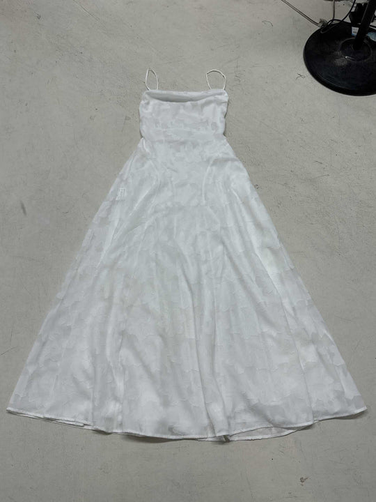 Damen elegantes Maxikleid mit zartem floralem Muster und Spaghetti-Trägern R&B
