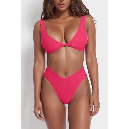 Damen Hochtaillierter Bikini mit verstellbaren Trägern R&B