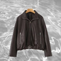 Damen Kunstlederjacke mit taillierbarem Gürtel und seitlichen Reißverschlusstaschen R&B