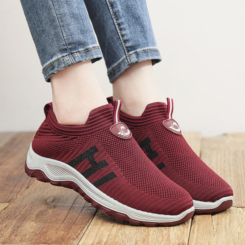 Damen Bequeme Slip-On Laufschuhe mit atmungsaktiver Strickoberfläche R&B