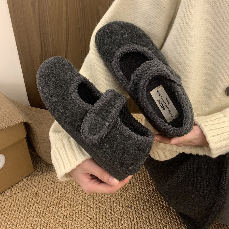 Damen Hausschuhe mit verstellbarem Riemen und kuscheligem Innenfutter R&B