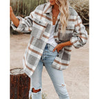 Damen Karobluse mit oversized Schnitt und Taschen R&B