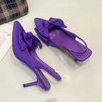 Damen elegante Slingback-Pumps mit modischem Schleifen-Detail und komfortablem Blockabsatz R&B