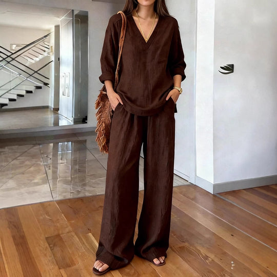 Damen Bequeme Leinen-Hose mit lässigem Schnitt und praktischen Taschen R&B