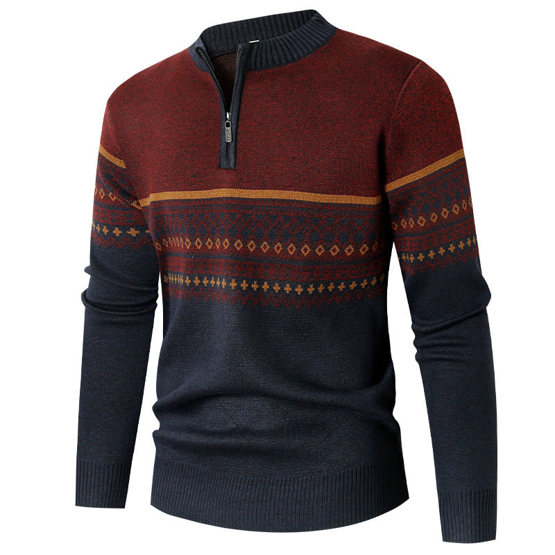 Herren Pullover mit modernem Reißverschluss und geometrischem Muster R&B