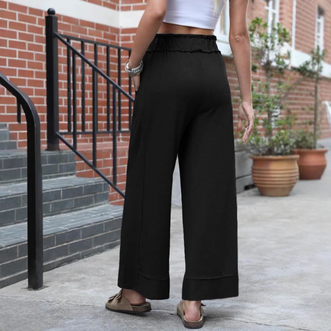 Damen Modische Palazzo-Hose mit elastischem Bund und praktischen Taschen R&B