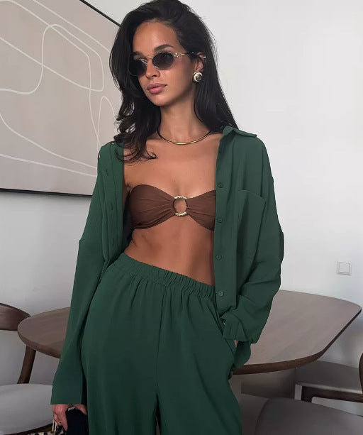 Damen Lässige Hemdbluse aus leichtem Material R&B