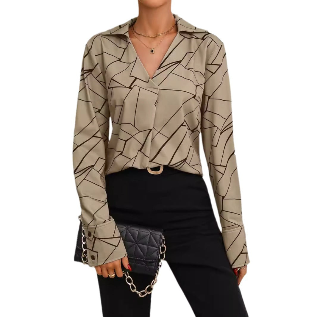 Damen Hemdbluse mit stilvollem geometrischen Design R&B