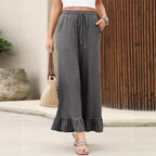 Damen Weite Freizeithose mit Rüsche R&B