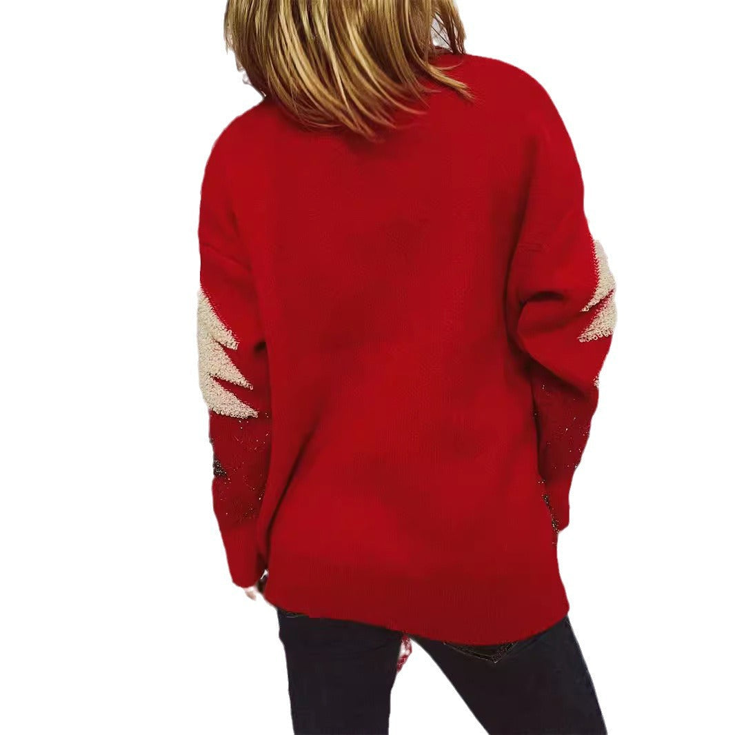 Damen festlicher Pullover mit weihnachtlichem Motiv und Glitzerapplikationen R&B