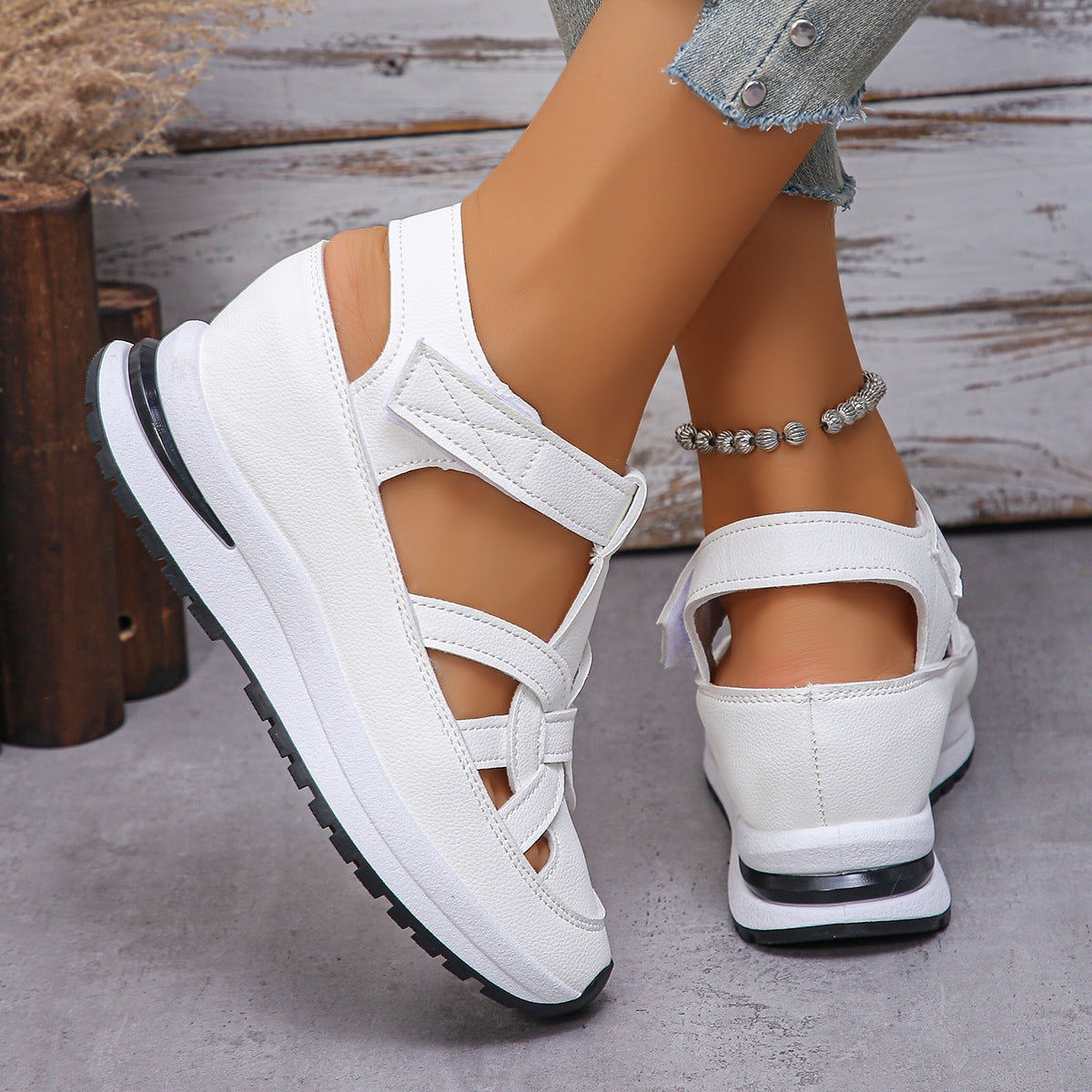 Damen Atmungsaktive Keilsandalen mit verstellbaren Riemen R&B