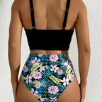 Damen Hoch geschnittenes Bikini-Set mit Wickeloberteil und figurformen Details R&B