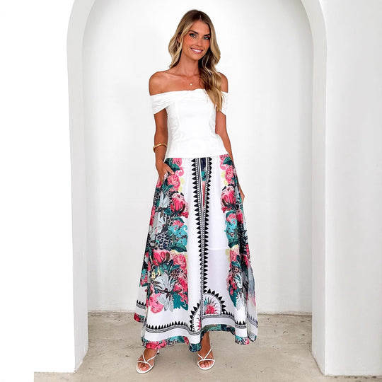 Damen Maxirock mit floralem Muster R&B
