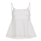Damen luftiges Spitzen-Top mit Spaghetti-Trägern und romantischem Saum R&B