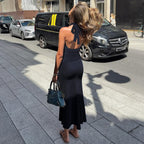 Damen Maxi-Kleid mit schickem Halterneck und raffinierter Drapierung R&B