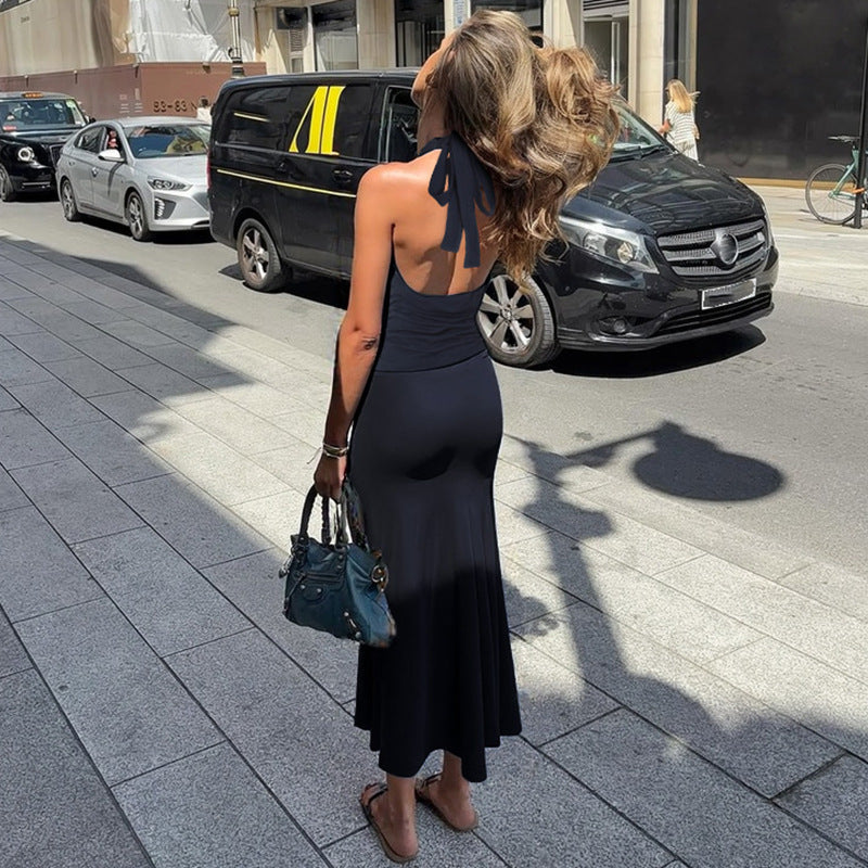 Damen Maxi-Kleid mit schickem Halterneck und raffinierter Drapierung R&B