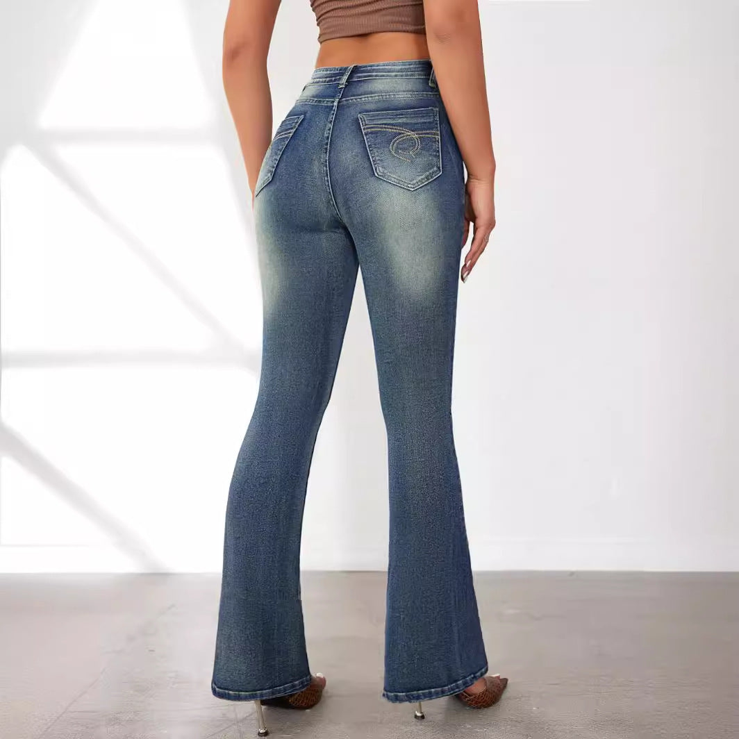 Damen Flared Jeans mit hohem Bund und schickem Schnitt R&B