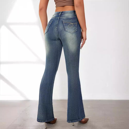 Damen Flared Jeans mit hohem Bund und schickem Schnitt R&B