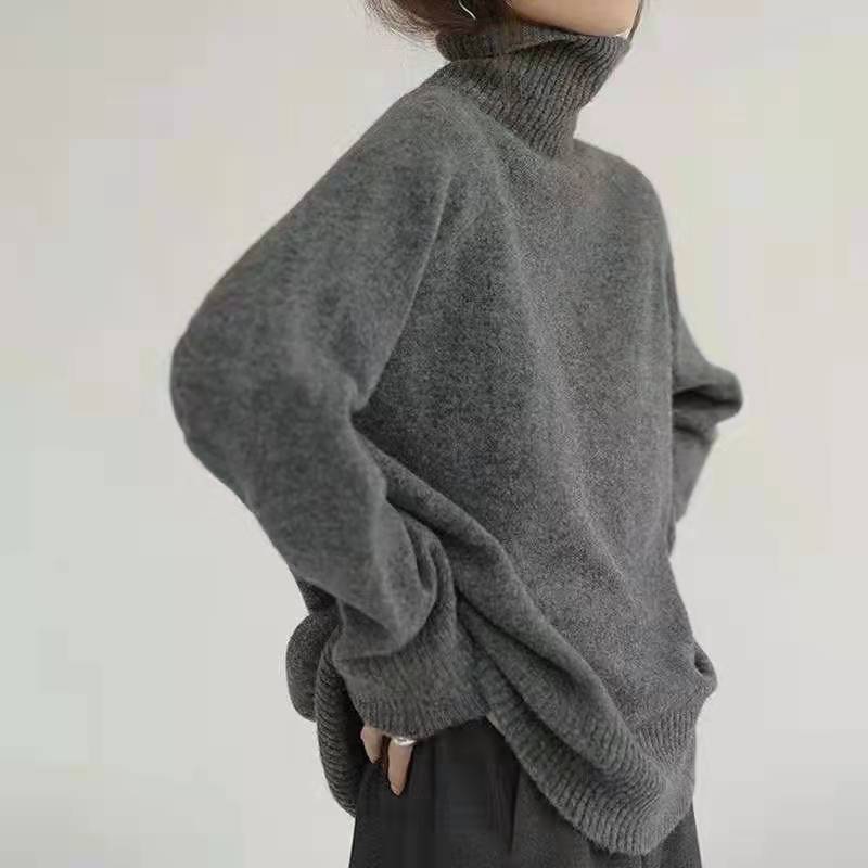 Damen bequemer Rollkragenpullover aus hochwertigem Wollmix R&B