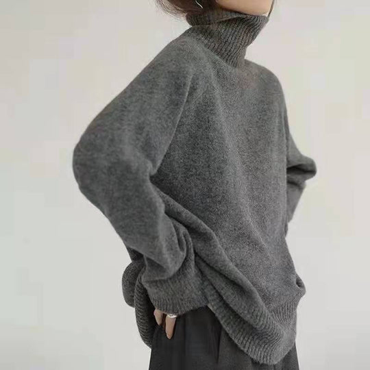 Damen bequemer Rollkragenpullover aus hochwertigem Wollmix R&B
