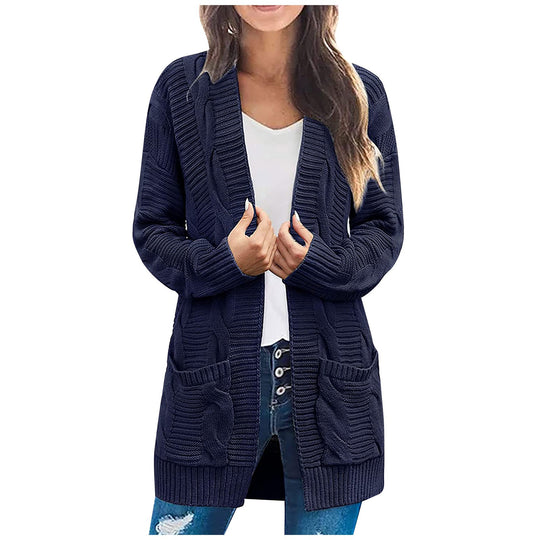 Damen Strickjacke Mit Tiefen Taschen und Strukturiertem Design R&B