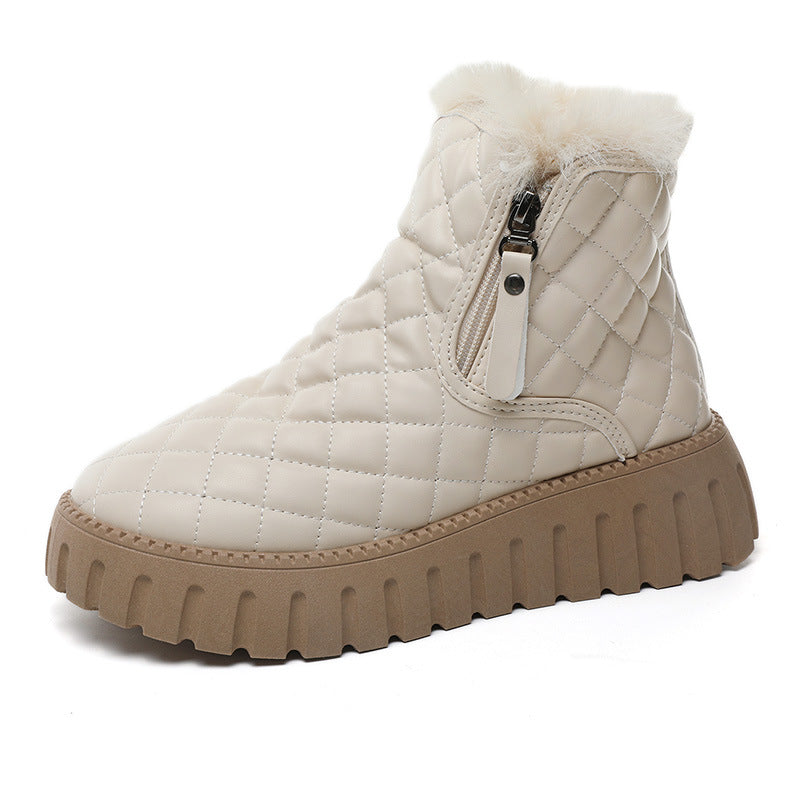 Damen Winterstiefel mit modischem Zipper-Design und kuscheligem Innenfutter R&B