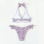 Damen Triangel-Bikini mit verspieltem Blumenmuster und komfortablen Schleifen