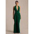 Damen Elegantes Abendkleid mit tiefem V-Ausschnitt und fließendem Schnitt R&B