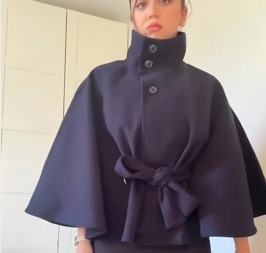 Damen elegante Wickeljacke mit Taillengürtel R&B