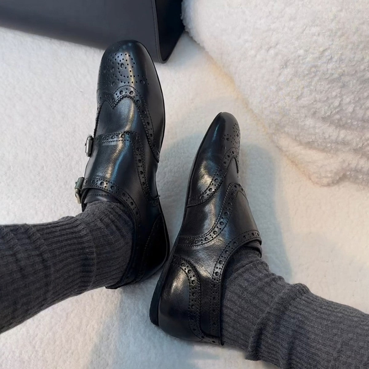 Damen elegante Mokassins mit dekorativer Doppel-Schnallenverschluss R&B