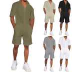 Herren lässiges Kurzarm-Walking-Outfit mit praktischen Taschen R&B