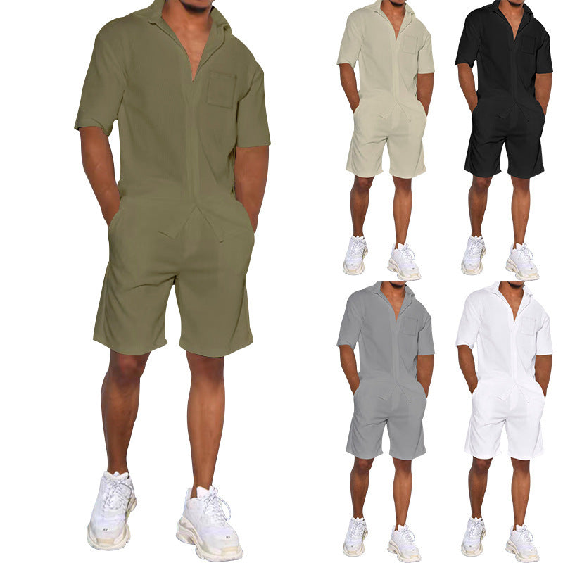 Herren lässiges Kurzarm-Walking-Outfit mit praktischen Taschen R&B