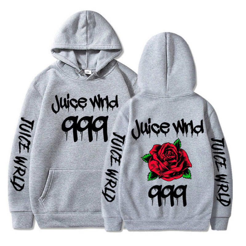Damen Kapuzenpullover mit auffälligem Grafikdesign und romantischem Rosenmotiv R&B