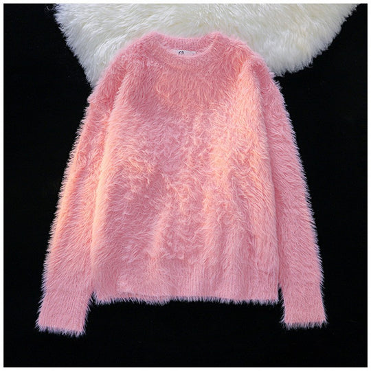 Damen Flauschiger Rundhalspullover R&B