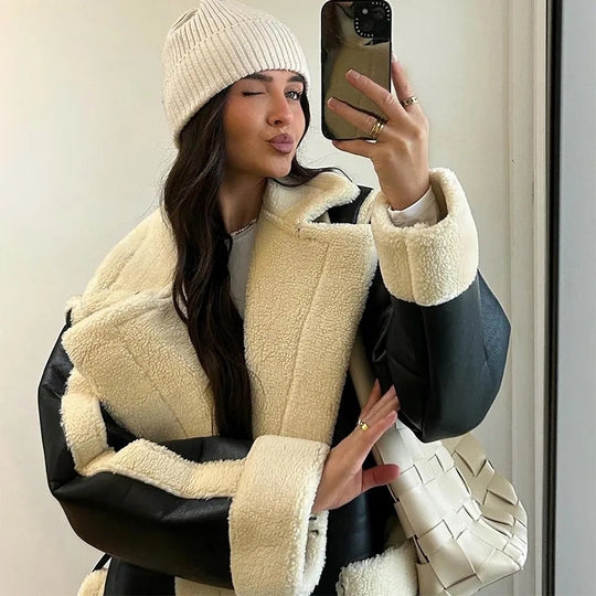 Damen Modischer Langmantel mit Kuschelfutter R&B