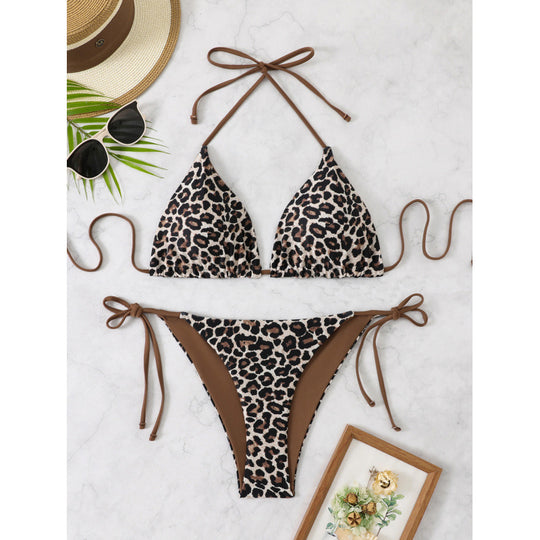 Damen Triangel-Bikini mit verspieltem Leopardenmuster R&B
