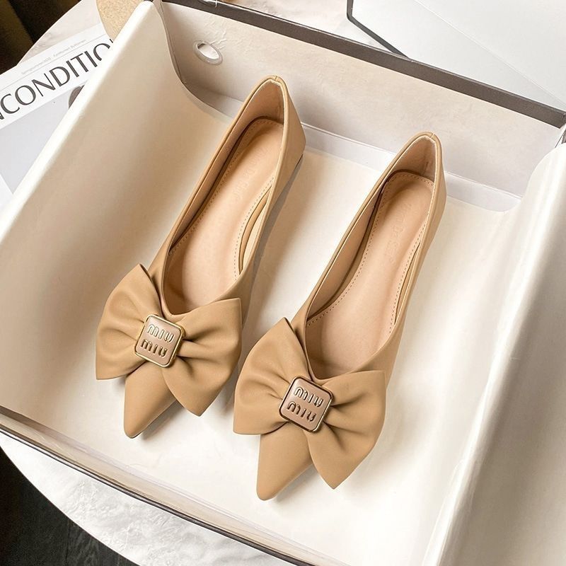 Damen spitze Ballerinas mit Schleifenakzent und eleganter Schnalle R&B
