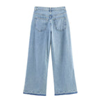 Damen weite Jeans mit floralen Spitzenapplikationen R&B