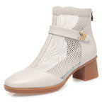 Damen Stiefeletten mit Netzdesign und komfortablem Blockabsatz R&B