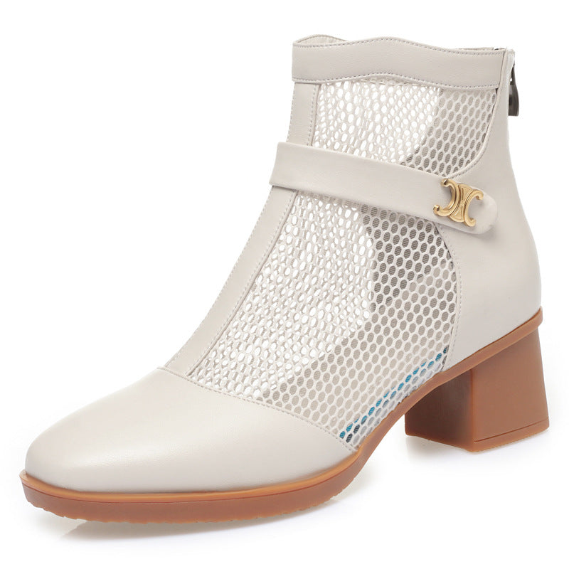 Damen Stiefeletten mit Netzdesign und komfortablem Blockabsatz R&B